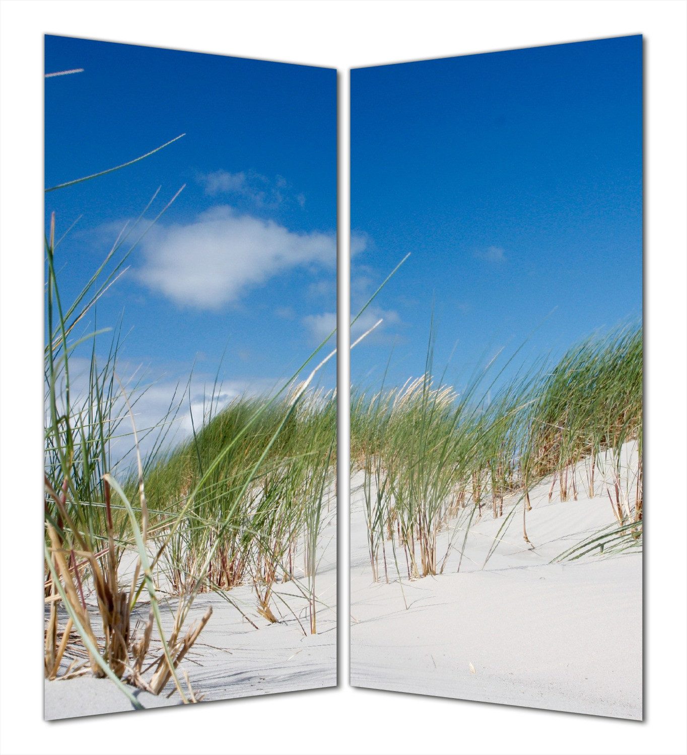 Wallario Duschrückwand Düne am Strand unter blauem Himmel, (2-tlg)