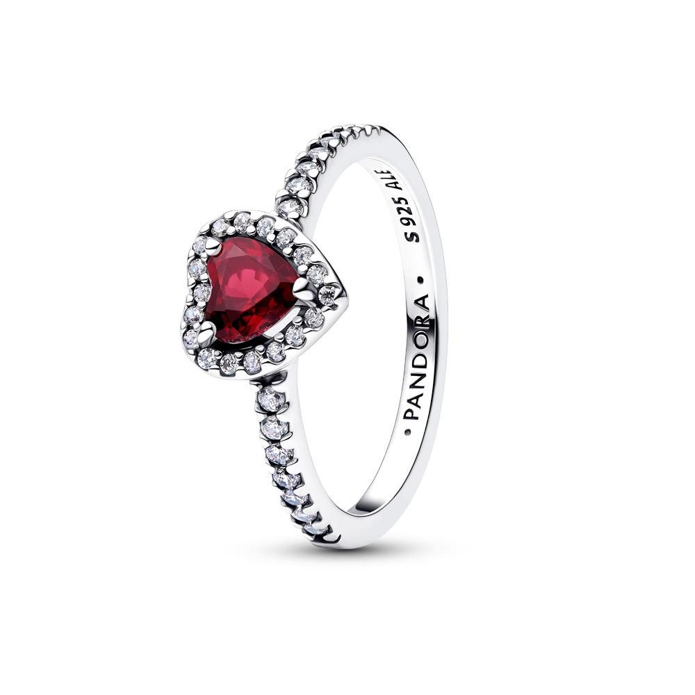 Fingerring PANDORA Roter Damen Herzring aus Sterlingsilber, Timeless