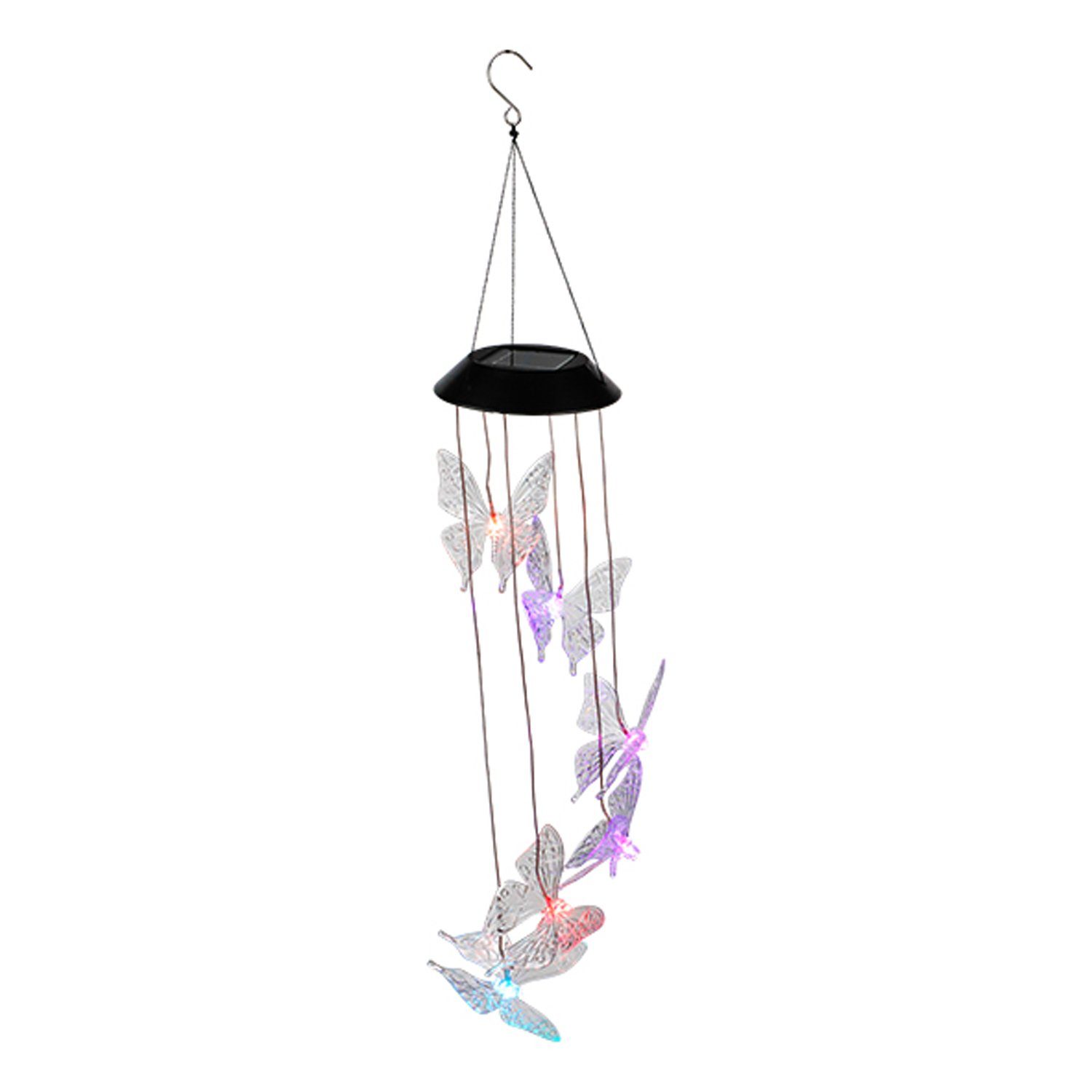 Mojawo LED Stern LED Solar Windspiel Gartenbeleuchtung Deko Schmetterling Farbwechsel