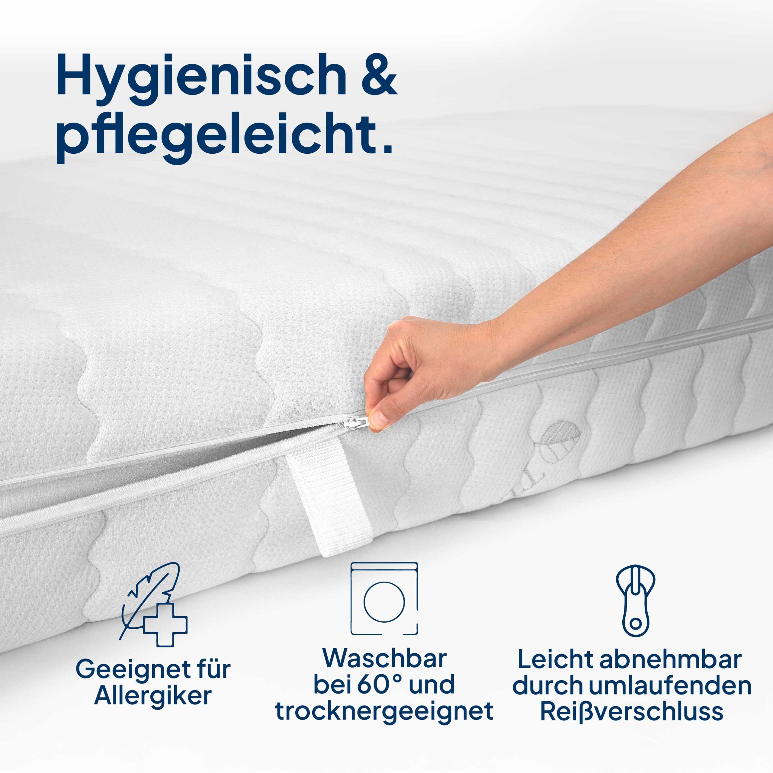 Matratzenersatzbezug TENCEL™ Lyocell Matratzenbezug mit Reißverschluss, Atmungsaktiv AM Qualitätsmatratzen, 80x200x20 cm – Bild 4 von 5