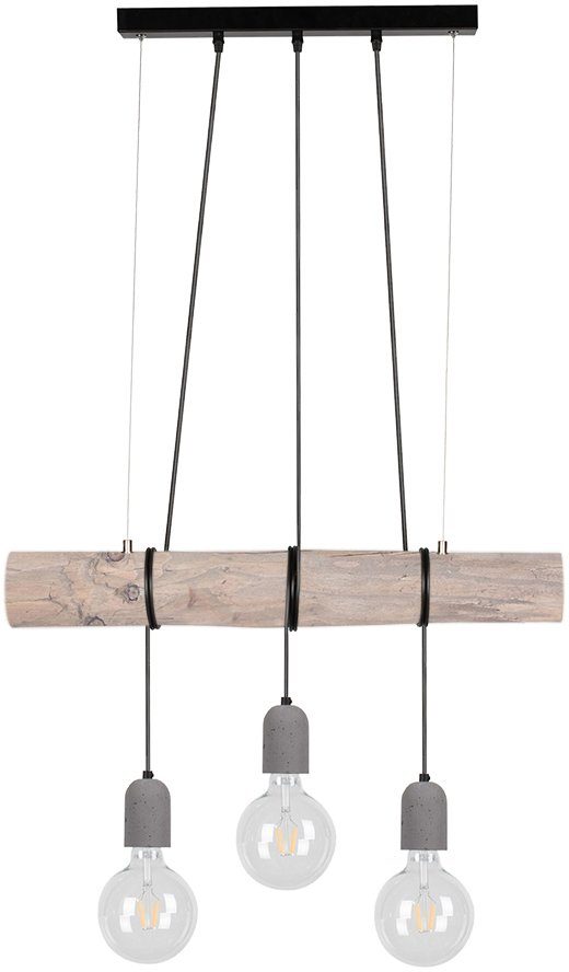 100% authentisch SPOT Light Holz aus wechselbar, CONCRETE, Leuchtmittel TRABO Pendelleuchte Kiefernholz, gebeizt Hängeleuchte, massivem grau Holzbalken