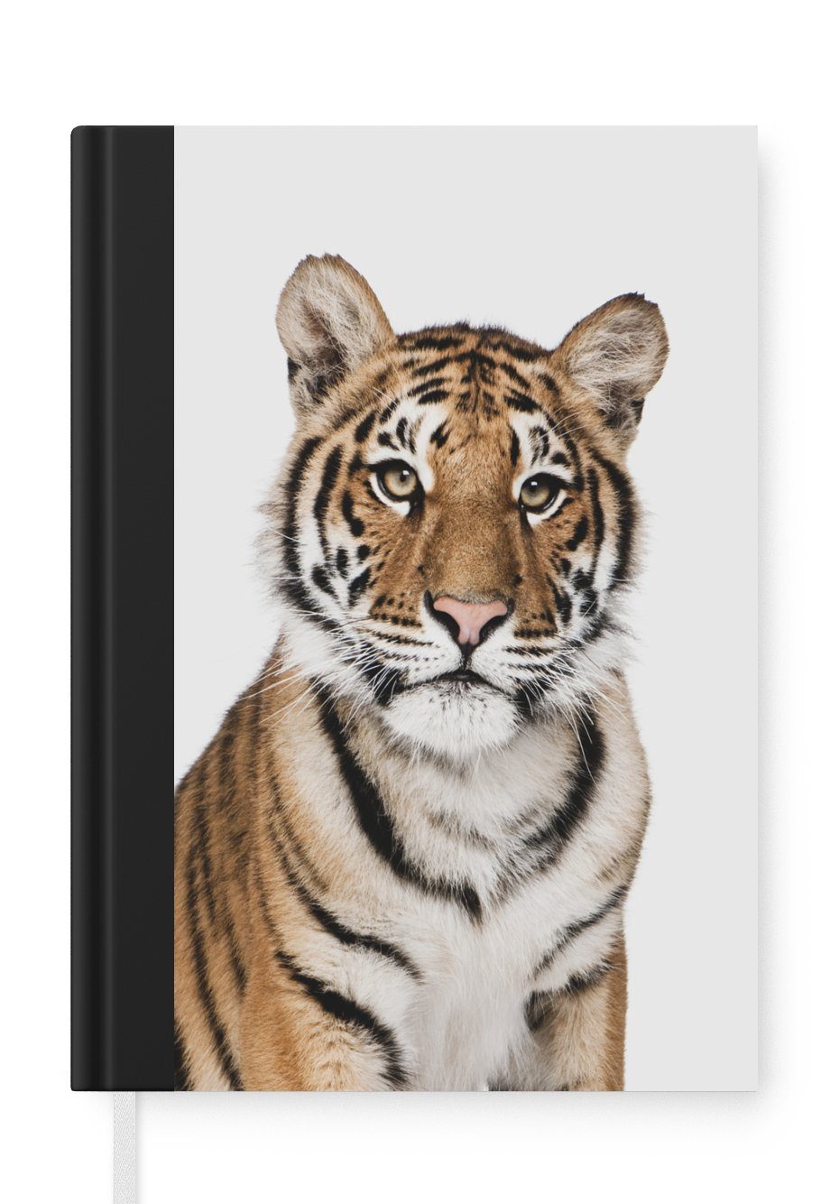 MuchoWow Notizbuch Tiger - Porträt - Weiß, Journal, Merkzettel, Tagebuch, Notizheft, A5, 98 Seiten, Haushaltsbuch | Notizbücher