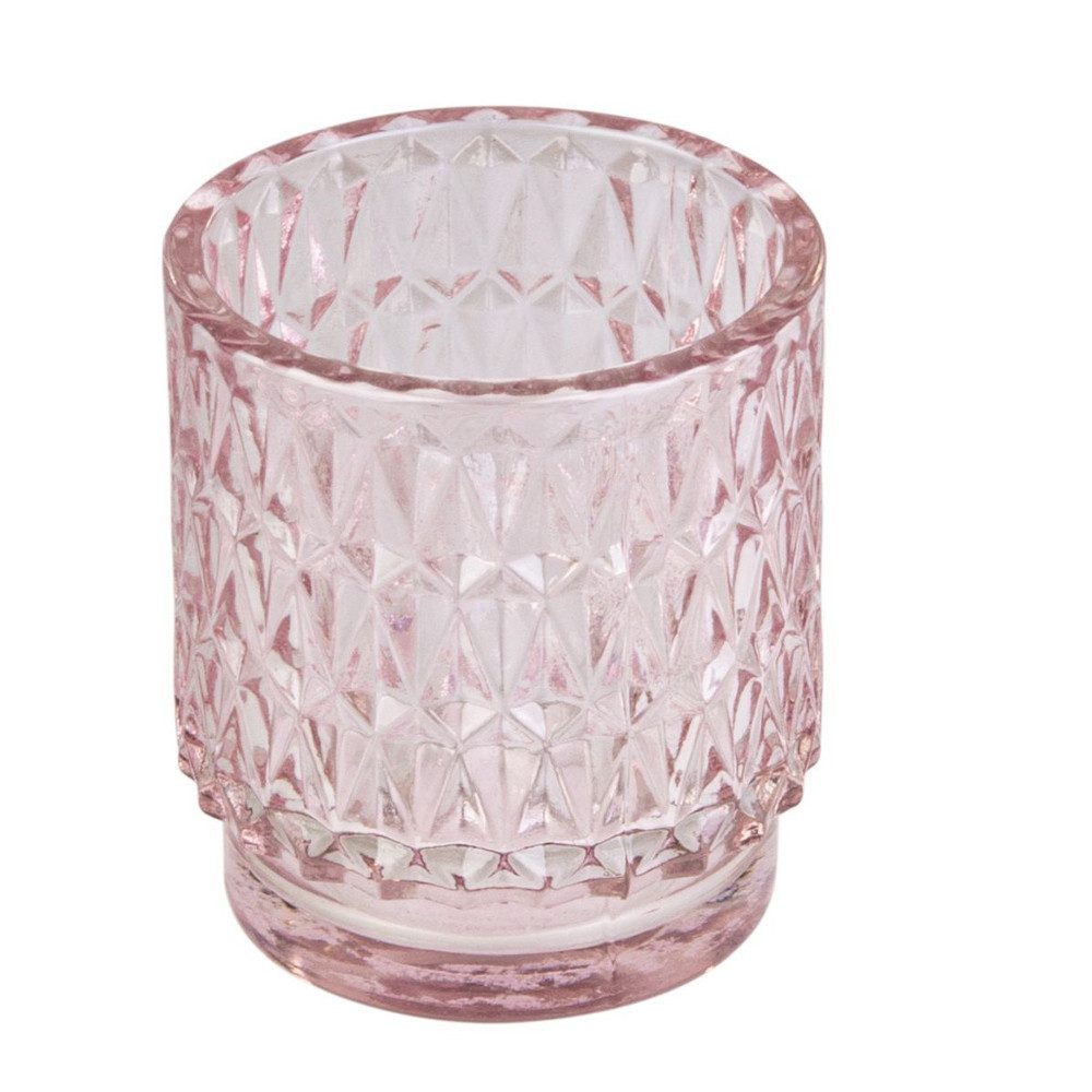 MICA Dekolicht Windlicht rosa mit Stuktur - aus Glas - ca. 7 x 8 cm günstig online kaufen