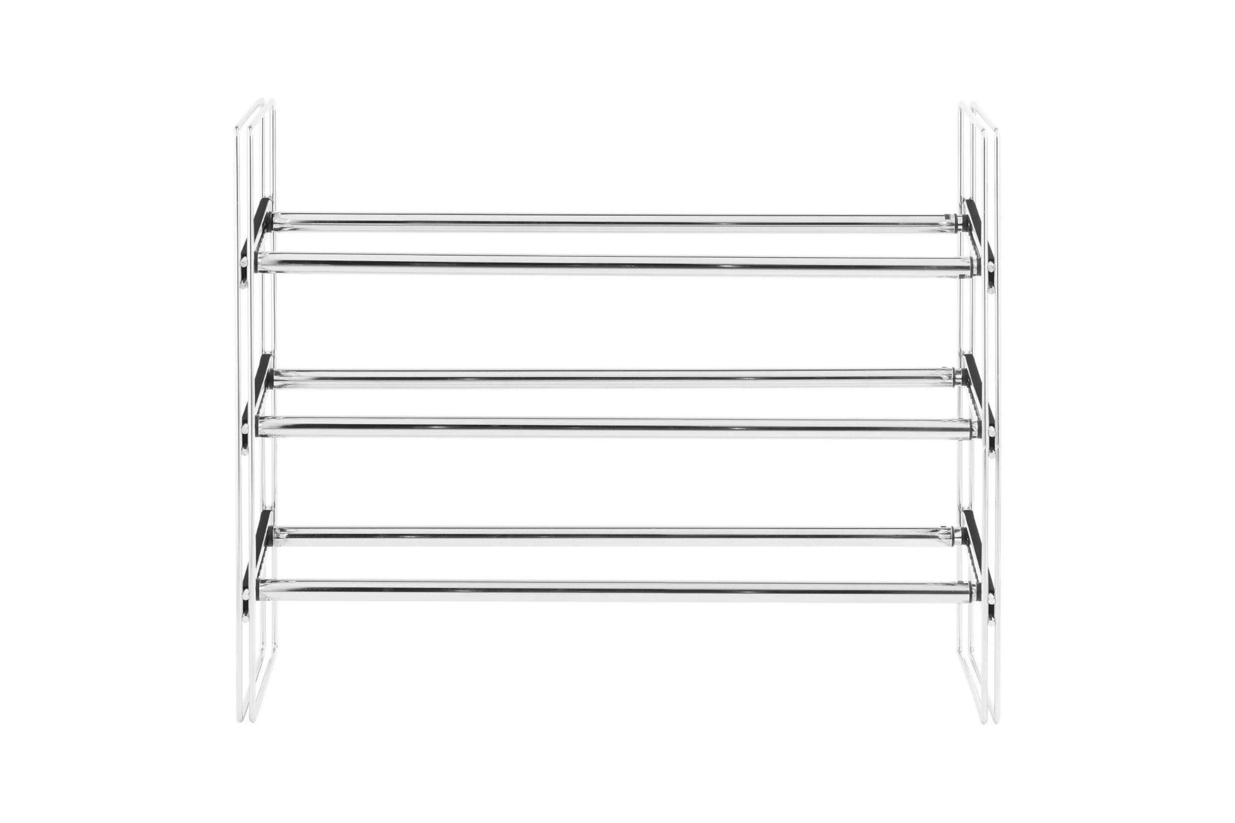 Livarno home Schuhregal Schuhregal ausziehbar ca. B 64–119 x H 50,5 x T 22,5 cm, Einzelartikel, Ausziehbar, verchromt, anpassbare Ablagen