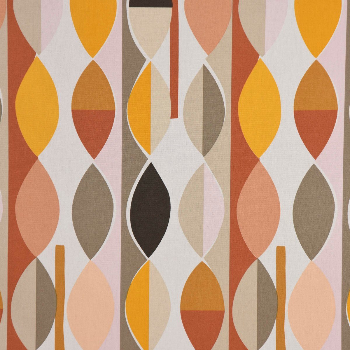 Prestigious Textiles Stoff Panama Dekostoff Baumwollstoff Mabel Nougat Retro orange gelb 138cm