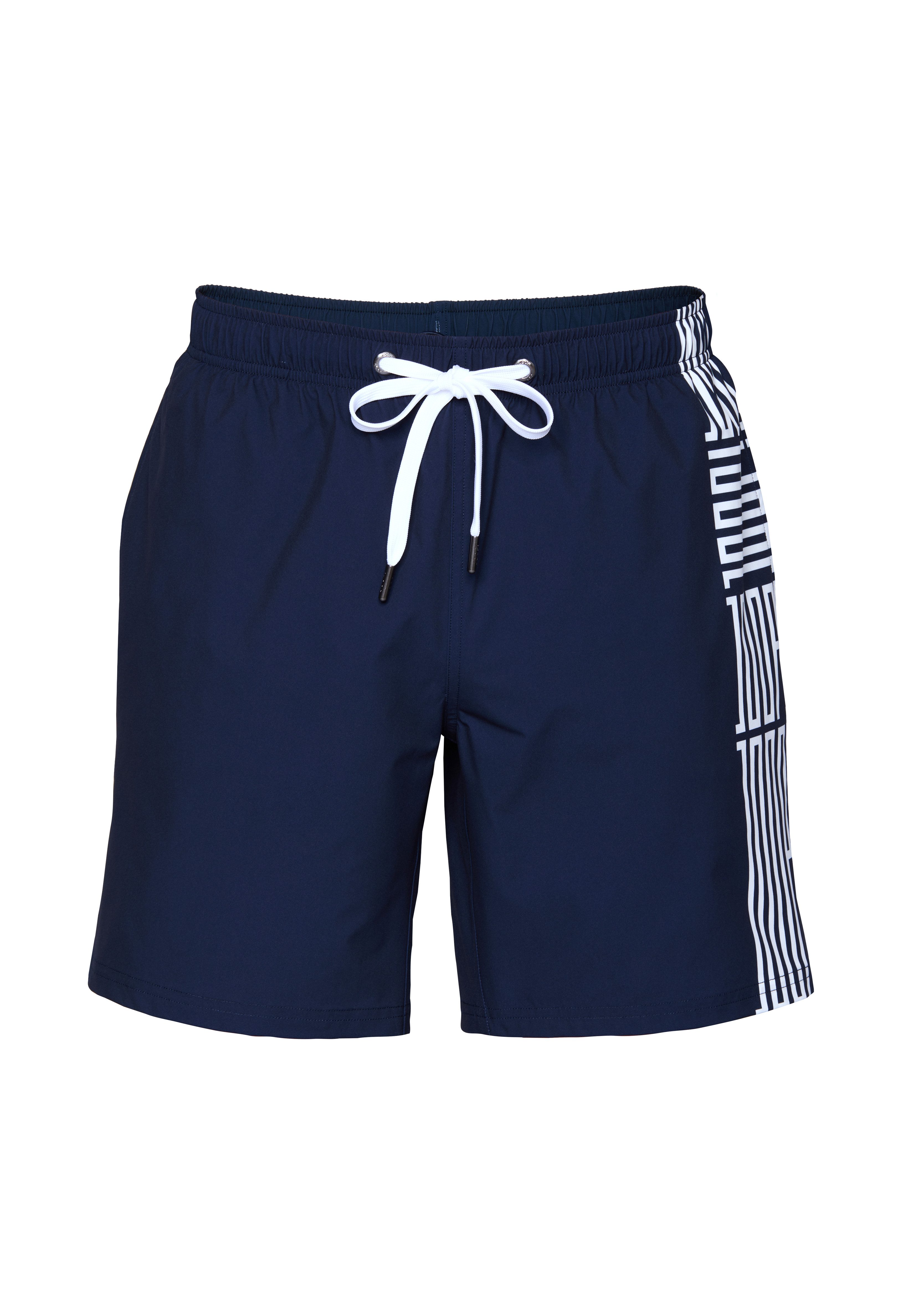 JOOP! Badeshorts Deco Logo Placement mit seitlichen Taschen und großem Wording