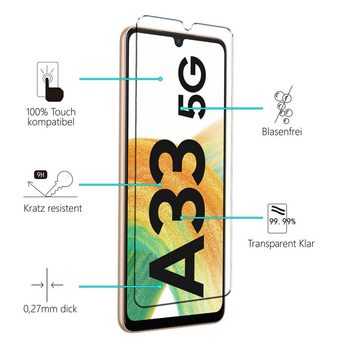 CoolGadget Schutzfolie Panzerfolie für Samsung Galaxy A33 5G, (Spar-Set 4in1, 2x Displayschutz, 2x Kameraschutz), Panzerglas Schutzfolie für Samsung Galaxy A33 5G Folie