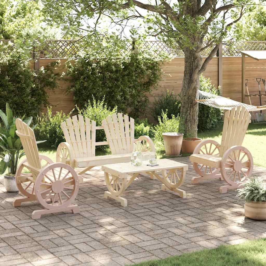 vidaXL Gartenlounge-Set 4-tlg. Garten-Lounge-Set Massivholz Tanne, (1-tlg)