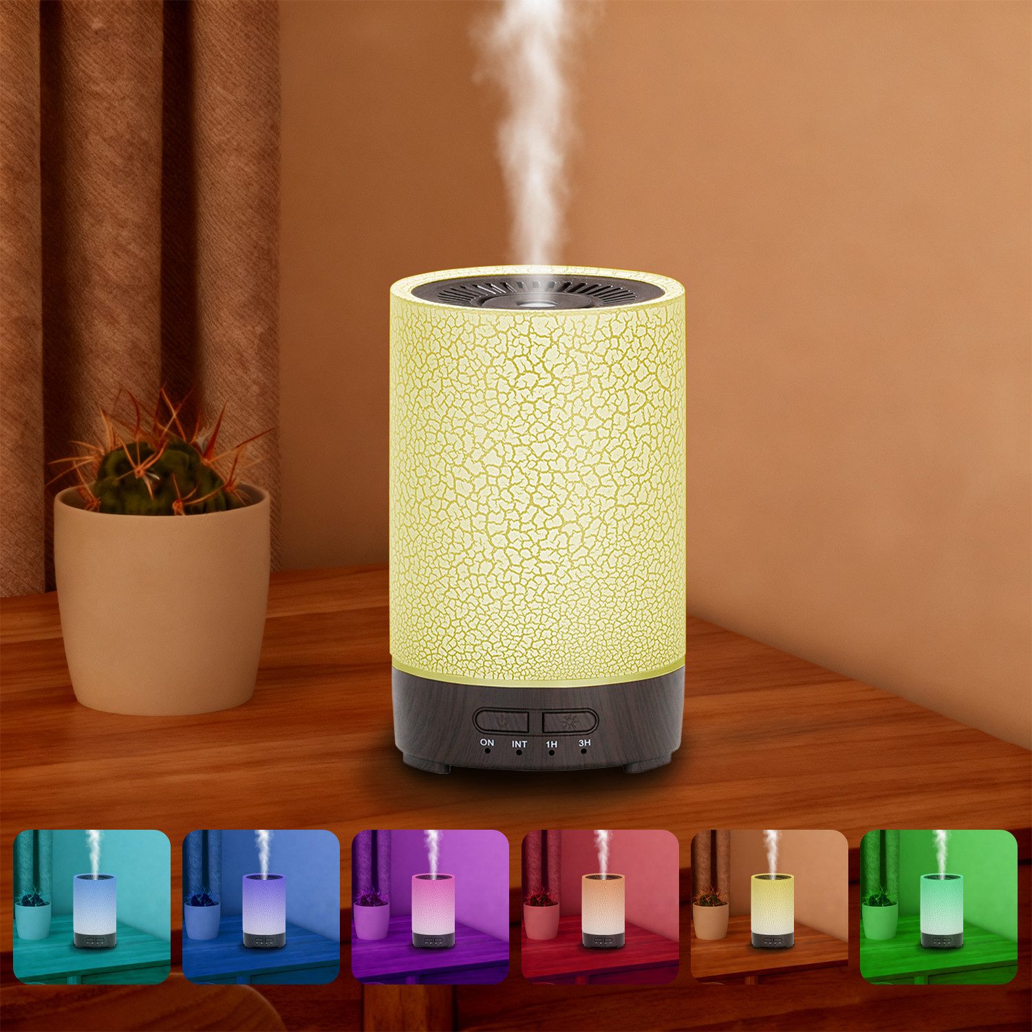 MOPUEA Luftbefeuchter Aroma Diffuser Nachtlicht Multifunktion Ultraschall-Technologie, ARIA Aroma Diffuser Dunkles Holz