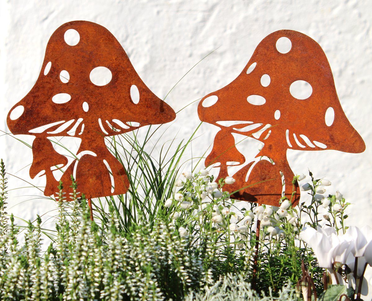 LB H&F Lilienburg Gartenstecker 2er SET Gartenstecker Pilze XL Dekostecker günstig online kaufen