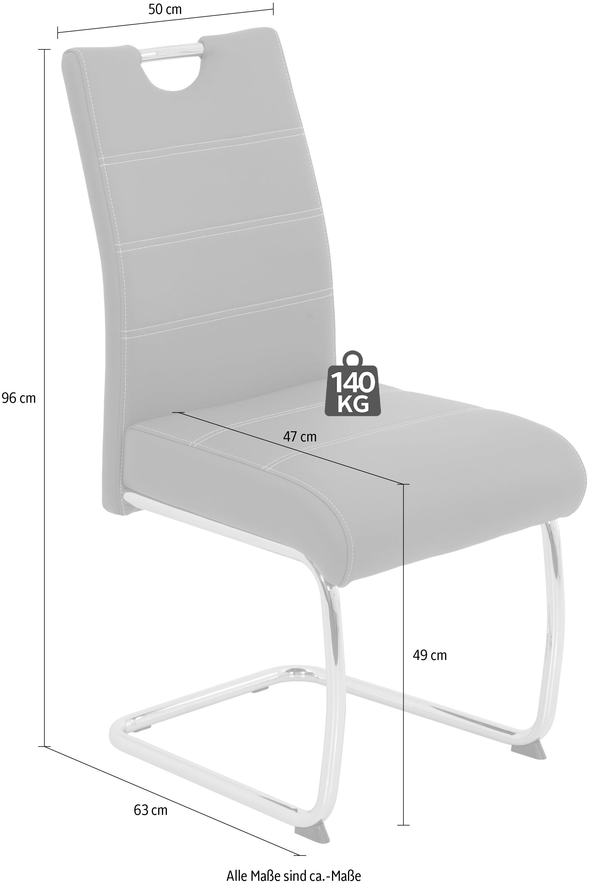 HELA Freischwinger FLORA Freischwinger mit Griff, 140kg belastbar (Set, 2 St), XL-Esszimmerstuhl, Federkern für Sitzkomfort