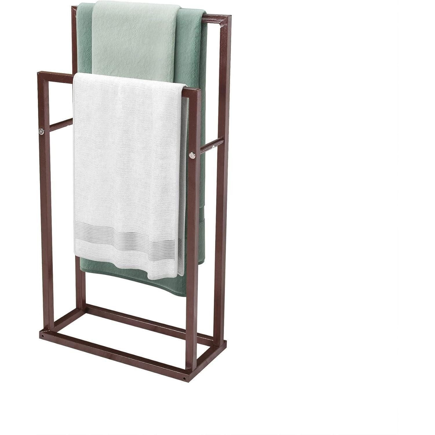 LuxusKollektion Handtuchständer Handtuchhalter 2 Etagen Chrom Metallleiter Antirost Two Tiers Braun