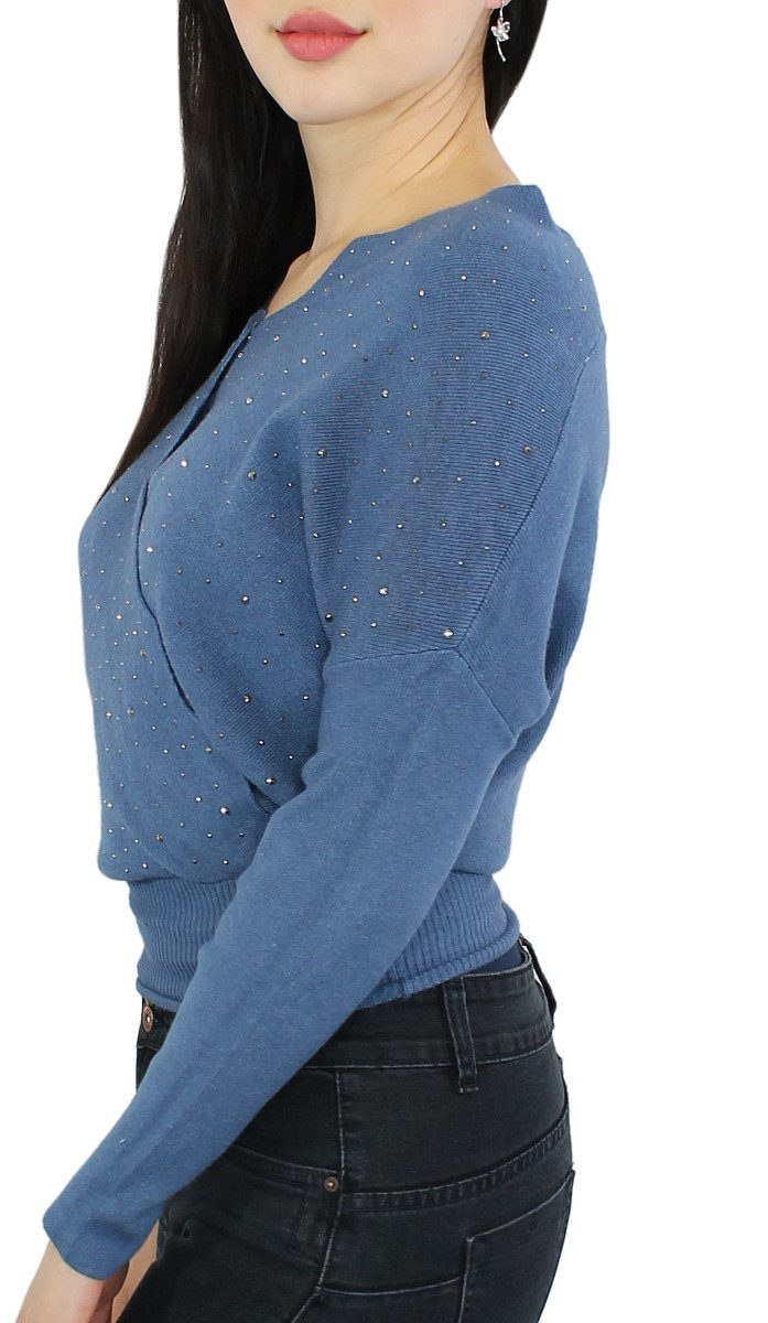 dy_mode V-Ausschnitt-Pullover Damen Feinstrick Pullover mit günstig online kaufen