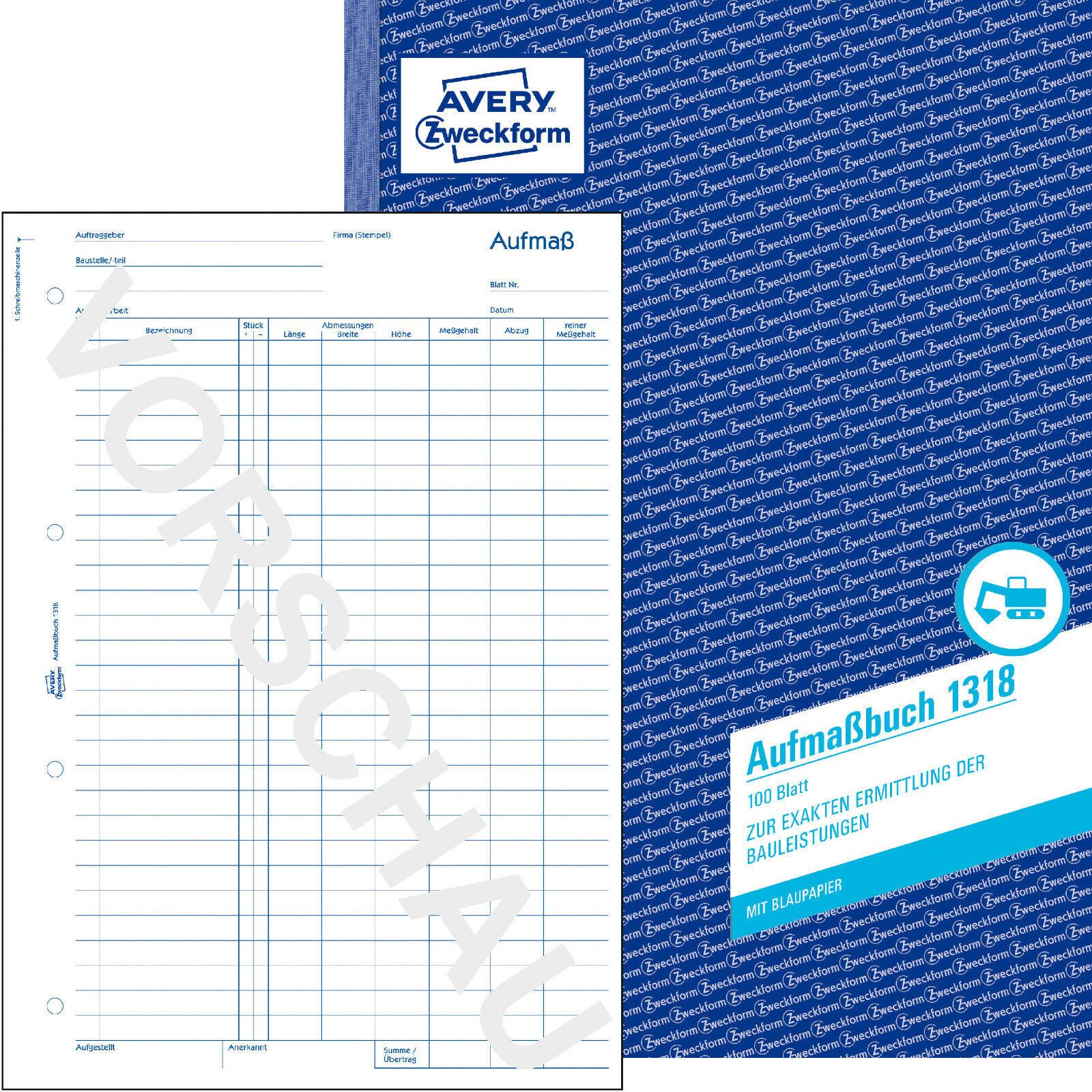 Formularblock Avery Zweckform 1318 Aufmaßbuch A4 100 Blatt