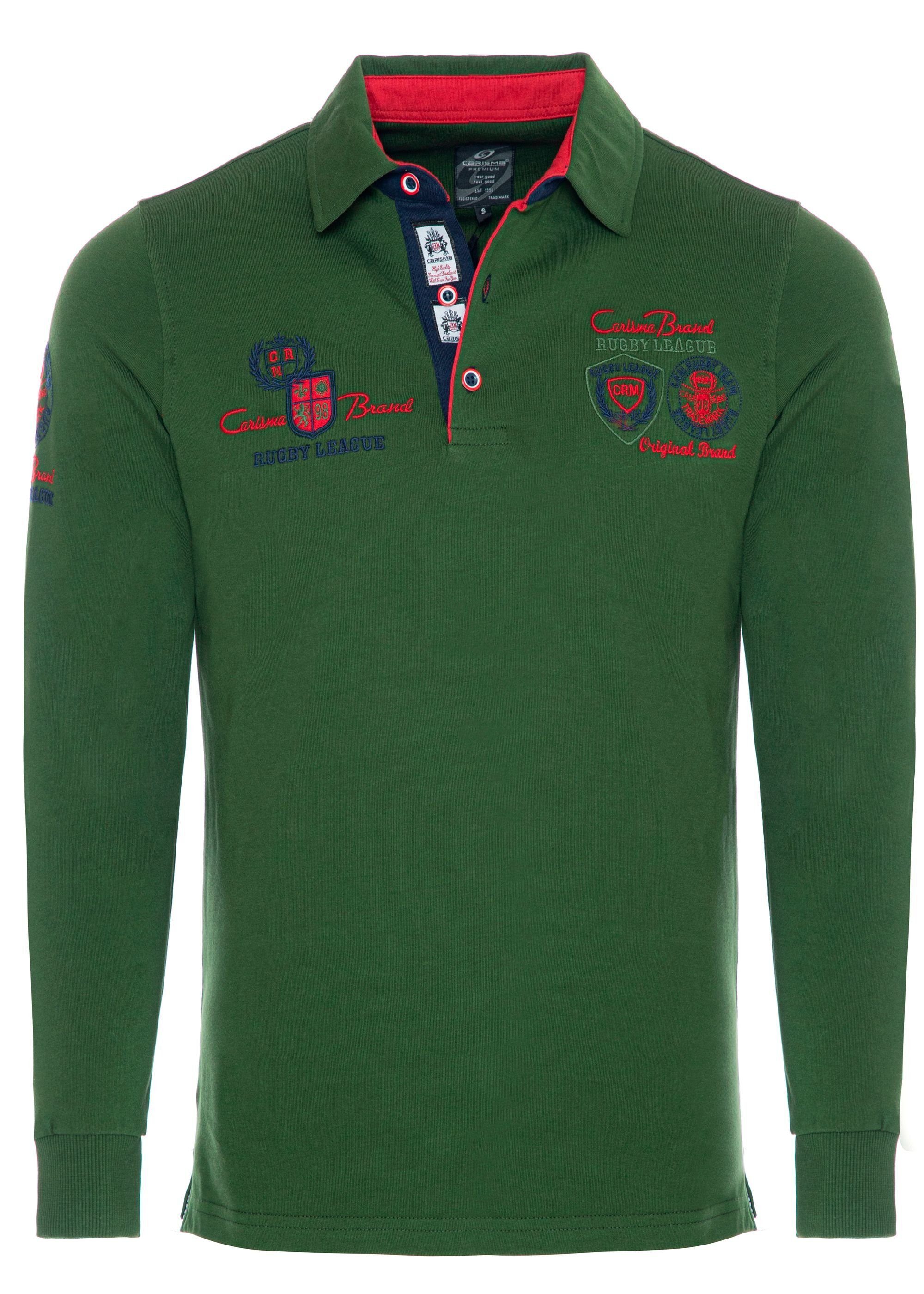 CARISMA Poloshirt mit Stickerei Rugby Team Khaki