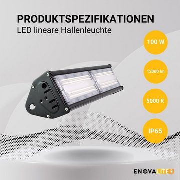 ENOVALITE LED Arbeitsleuchte LED-HighBay, linear, 100 W, 12000 lm, 5000 K (neutralweiß), IP65, TÜV, LED fest integriert, Tageslichtweiß, neutralweiß