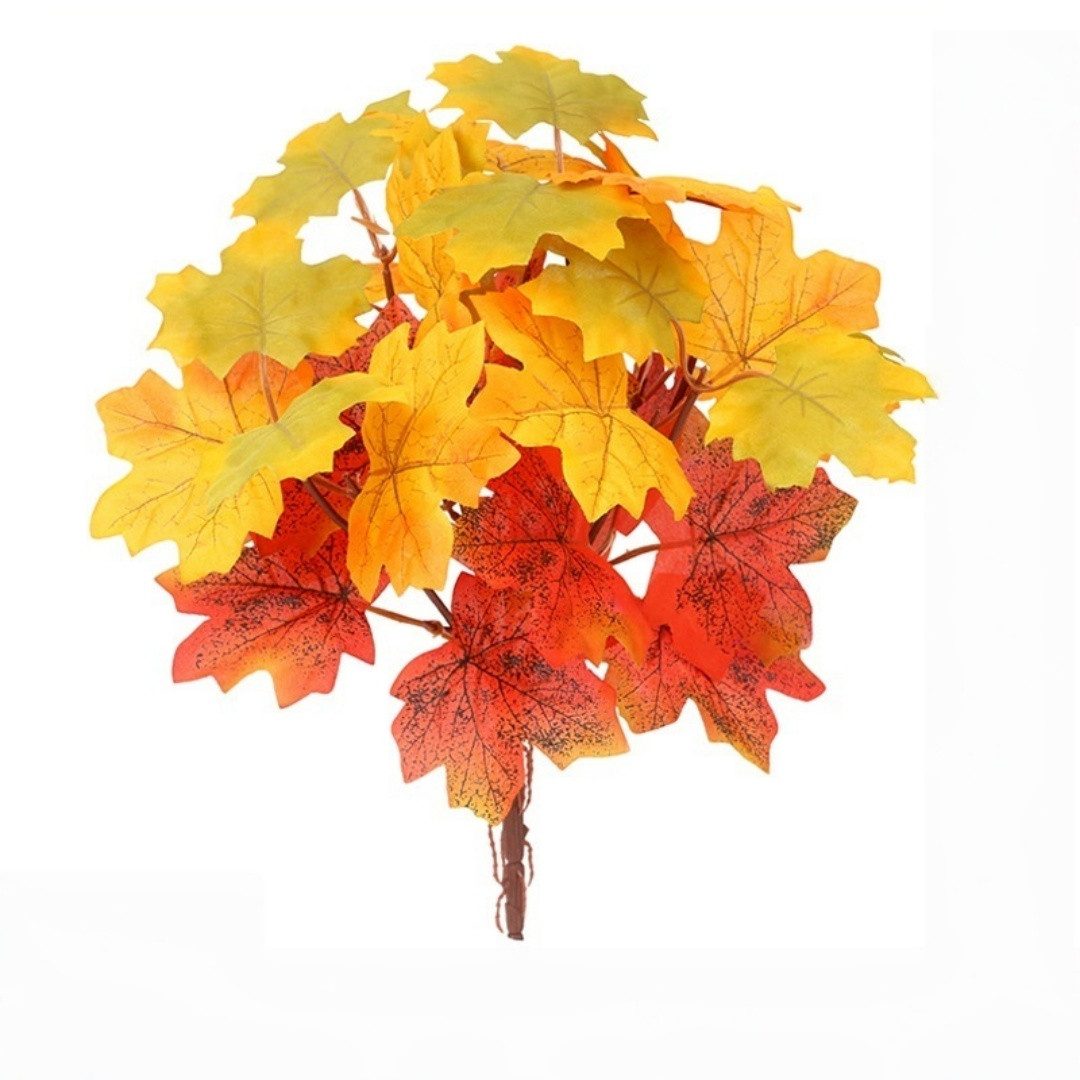 Kunstblumenstrauß 4 Bündel Künstliche Herbststrauß Ahorn Blätter Zweige Herbstzweige, Agger, Kunstpflanzen Herbst für Erntedankfest Halloween Deko Herbstdeko
