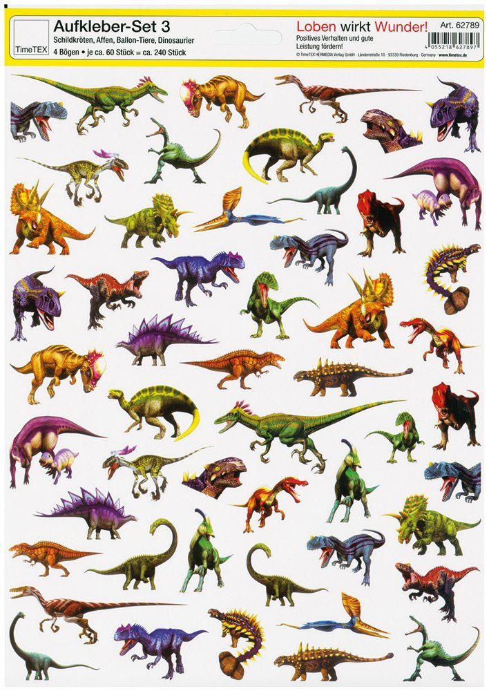 TimeTEX Sticker Set Belobigungs-Aufkleber Schildkröten & Co., ca. 240 Stück, (240-tlg)