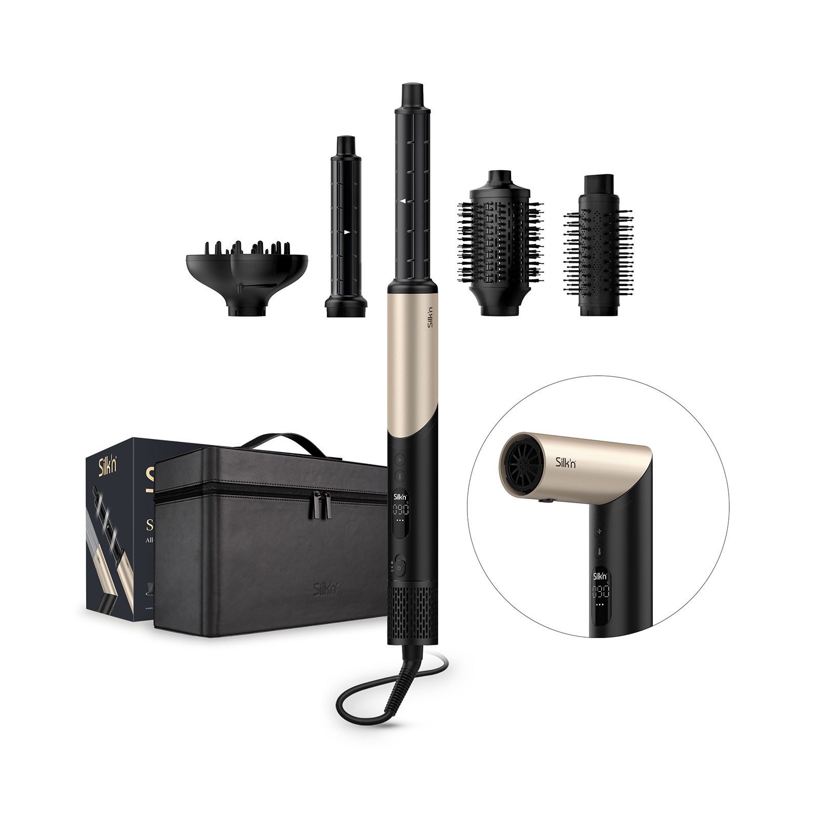 Silk'n Glätt- und Lockenstab SilkyAir Flex Curly and Wavy Multihairstyler SIF5PE1CW001, 5 verschiedene Aufsätze