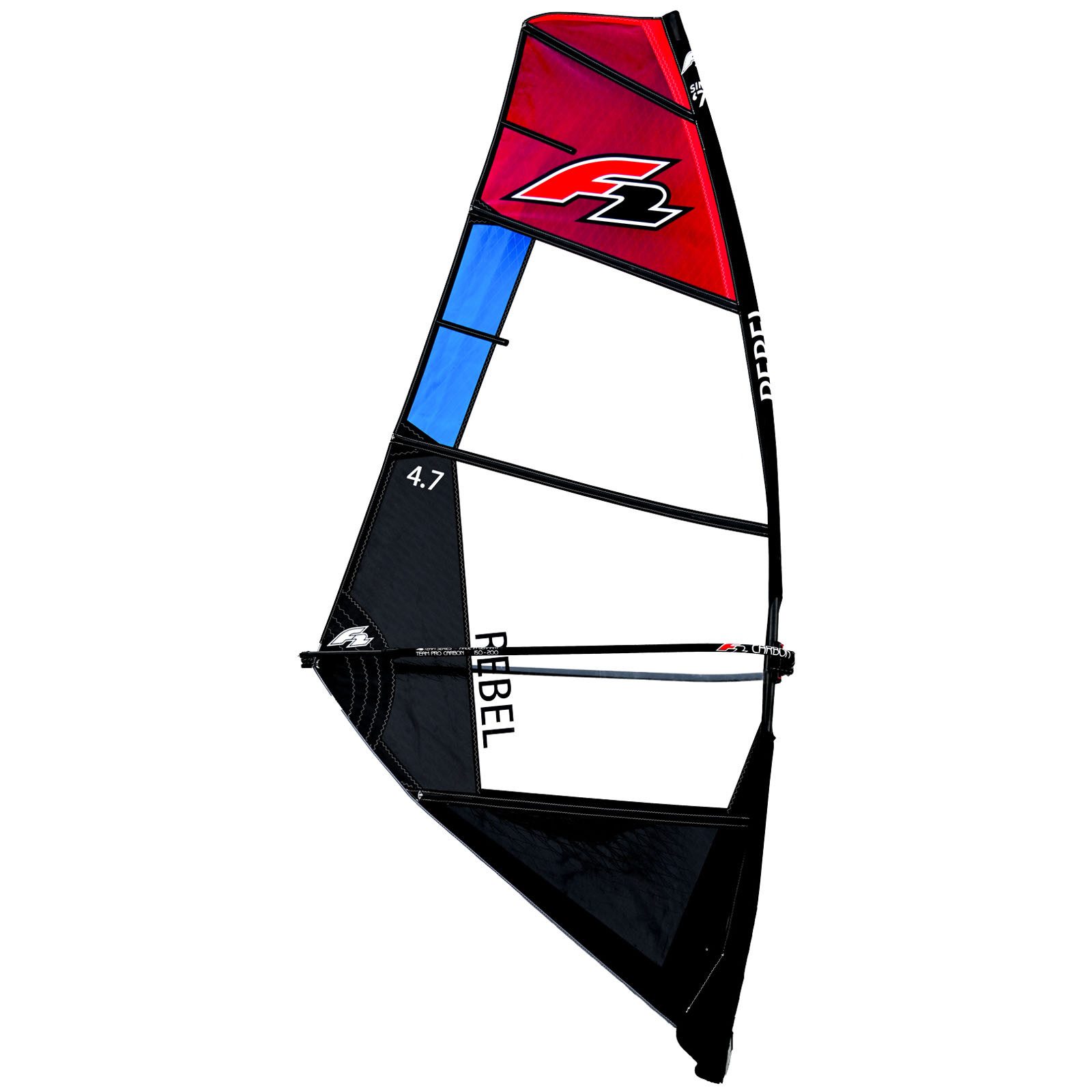 F2 Surfsegel F2 Sale Windsurf Segel Rebel Team 5,3qm Rot/Schwarz Modell 2022 NEU