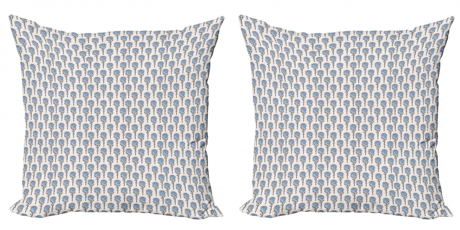 Blau Stück), Accent Modern Protea-Blumen-Muster Kissenbezüge Abakuhaus Dusty (2 Doppelseitiger Digitaldruck,