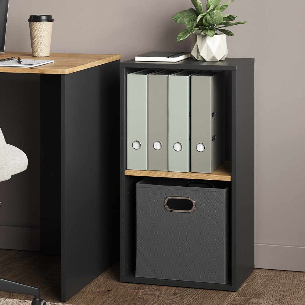 Vicco Bücherregal Tomy, Anthrazit/Goldkraft Eiche, 40 x 74 cm mit 2 offenen günstig online kaufen