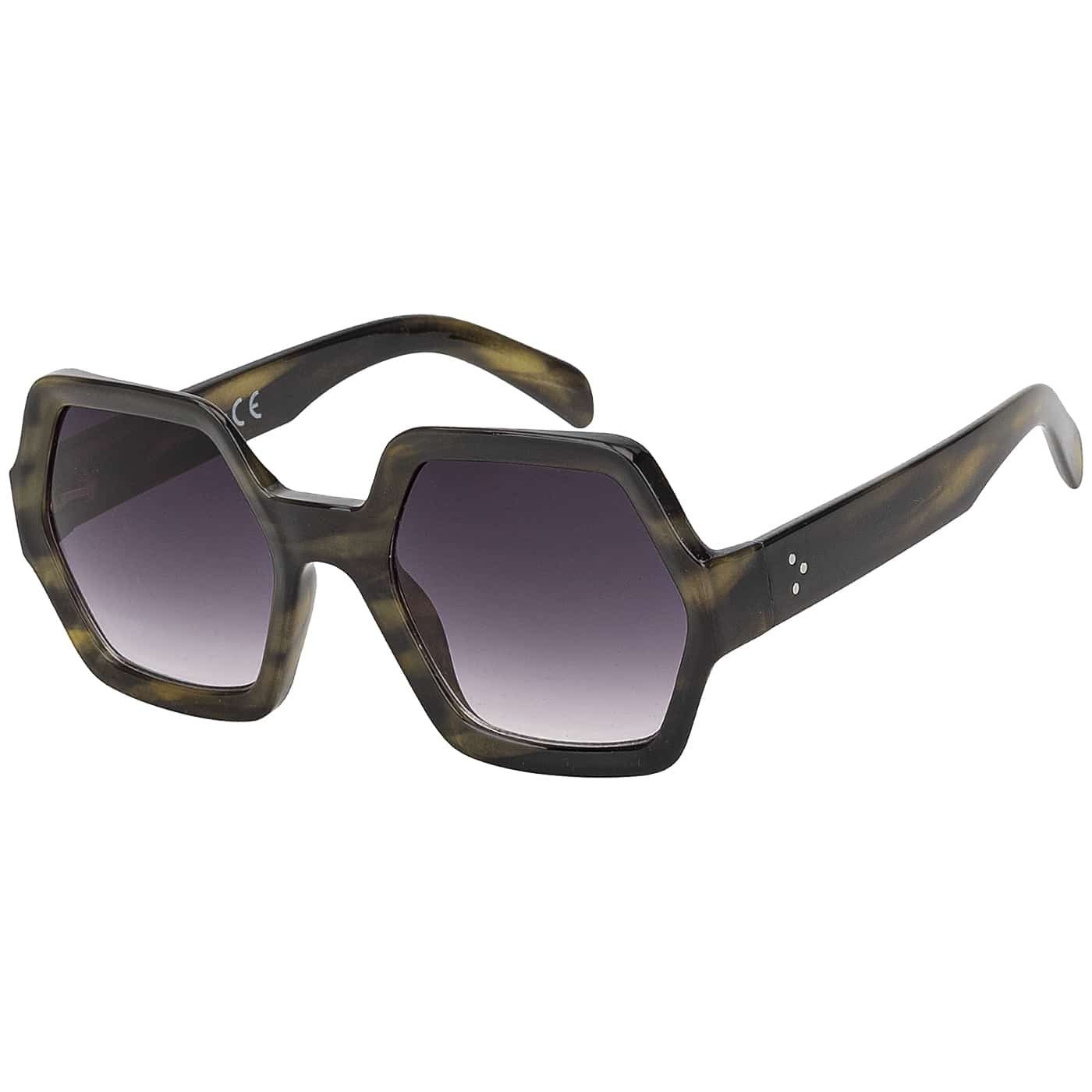 BEZLIT Eyewear Retrosonnenbrille Große Designer Damen Sonnenbrille (1-St) mit violett und braunen Linsen Khaki-Marmoriert