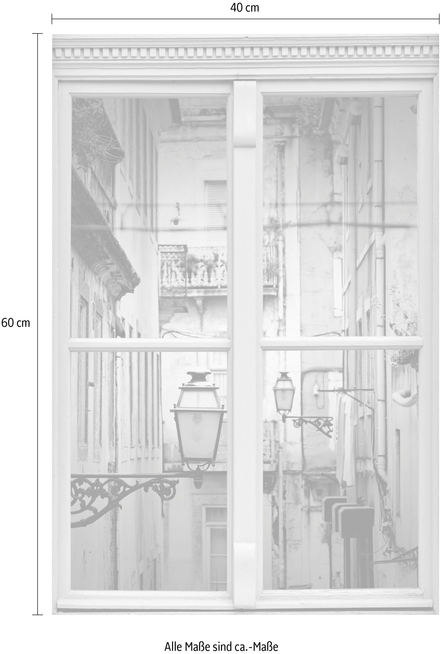 queence Wandsticker Häuserwände, Wandsticker, Wandbild, selbstklebend, 3D, Fenster