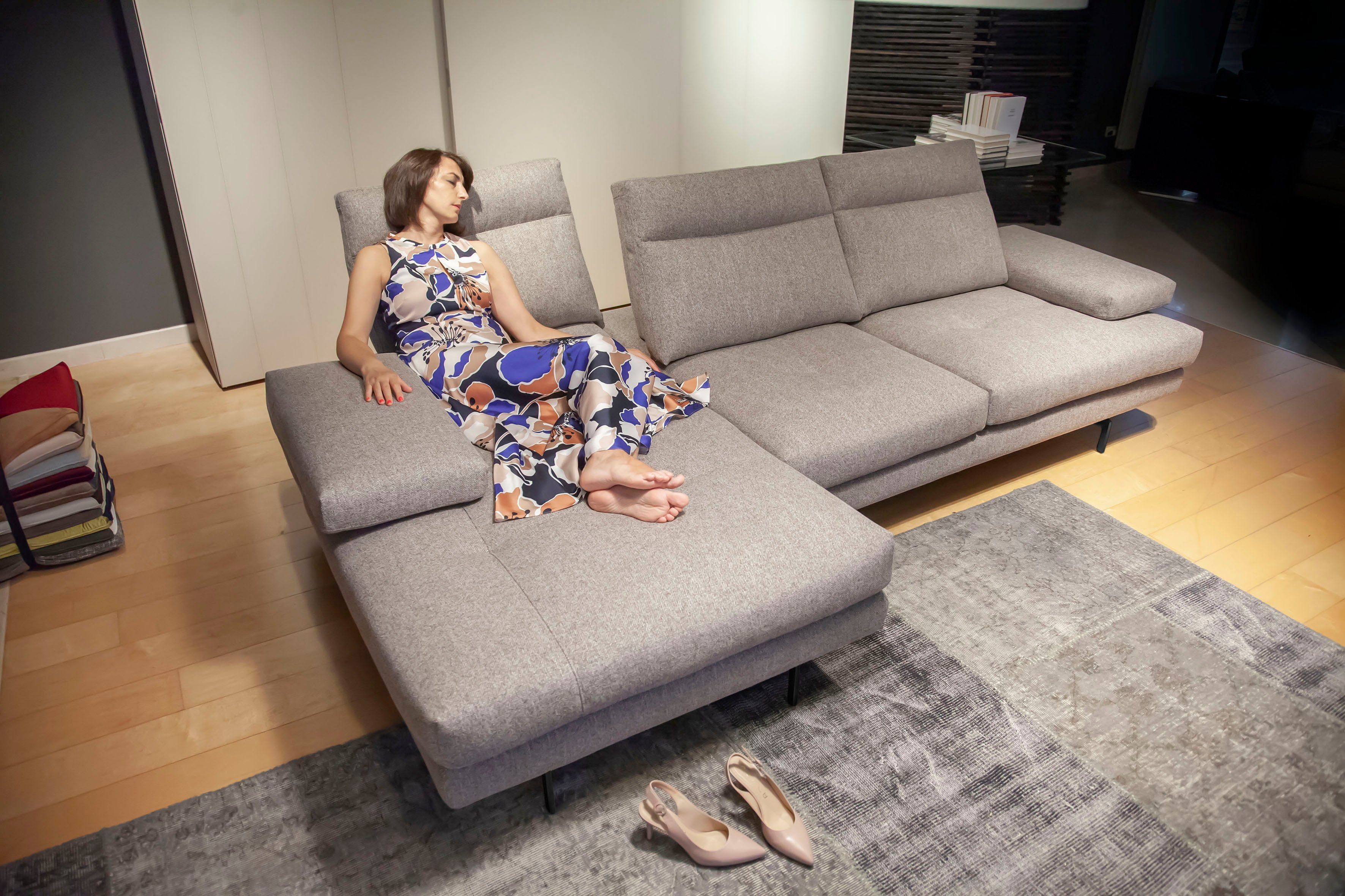 CALIA ITALIA Ecksofa Toby Wing, B/T: 278/153 cm, Designsofa, Premium Sitzkomfort, L-Form, inklusive Sitztiefenverstellung, Füße in schwarz matt