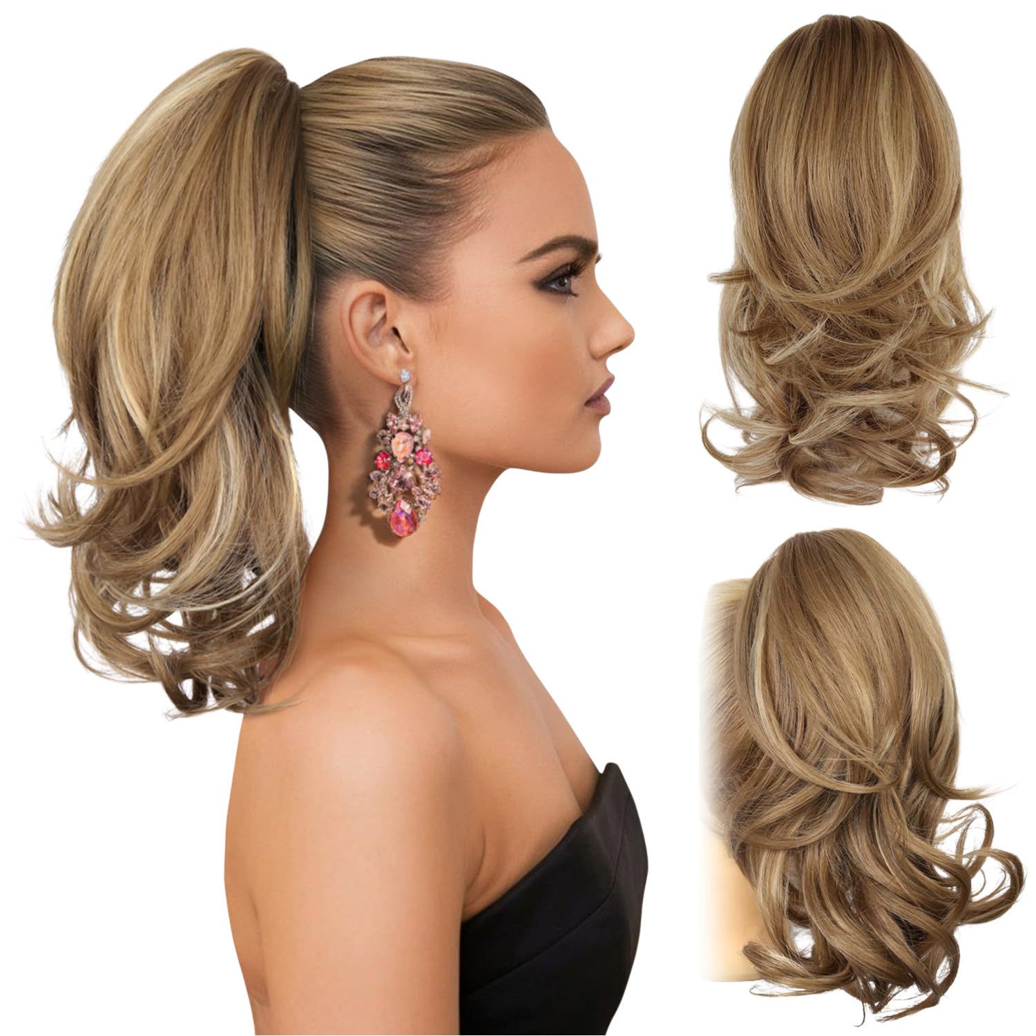 Refttenw Kunsthaarperücke Ponytail Clip Extension,Haarverlängerungen,Haarteile für Frauen,35 cm