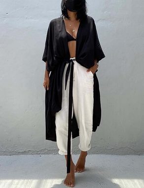 KIKI Cardigan Stylish Open Front Long Kimono Strandkleid für Damen (1-tlg)