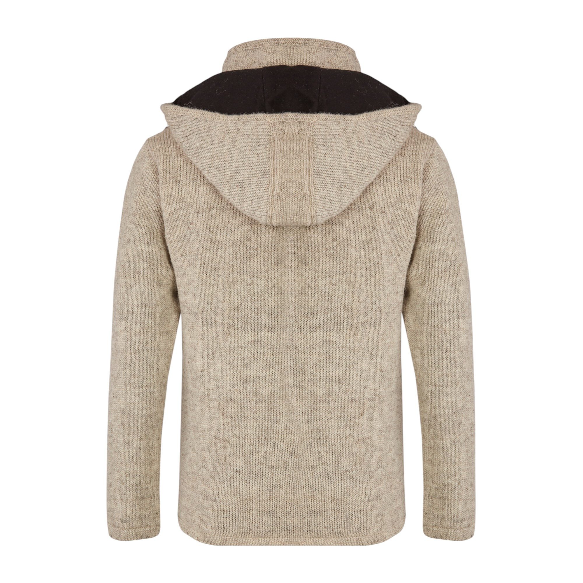 THC Natural Line Strickjacke THC Schafwollstrickjacke Baumwollfutter 853 weiß (1 Stück, 1-tlg., 1 Stück) Strickjacke mit abnehmbarer Kapuze