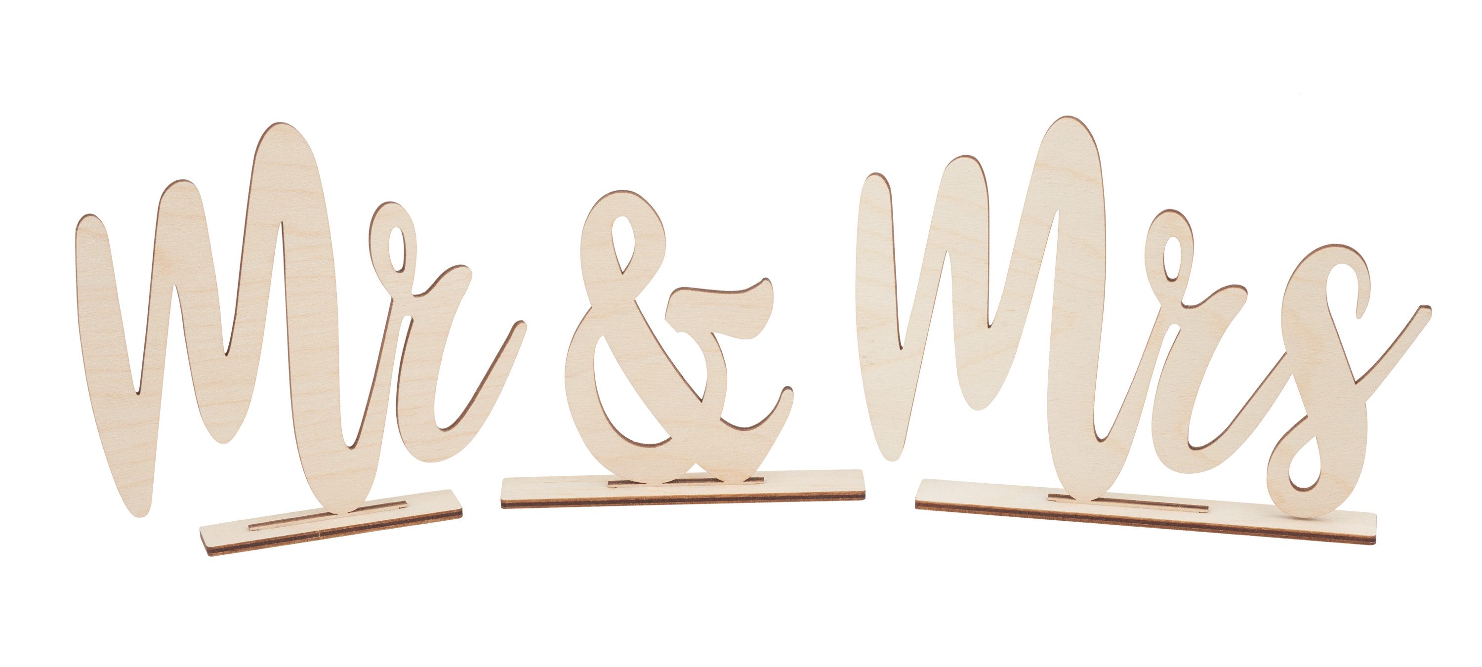 Rayher Wanddekoobjekt Holz-Schriftzug Mr & Mrs, 6 Teile