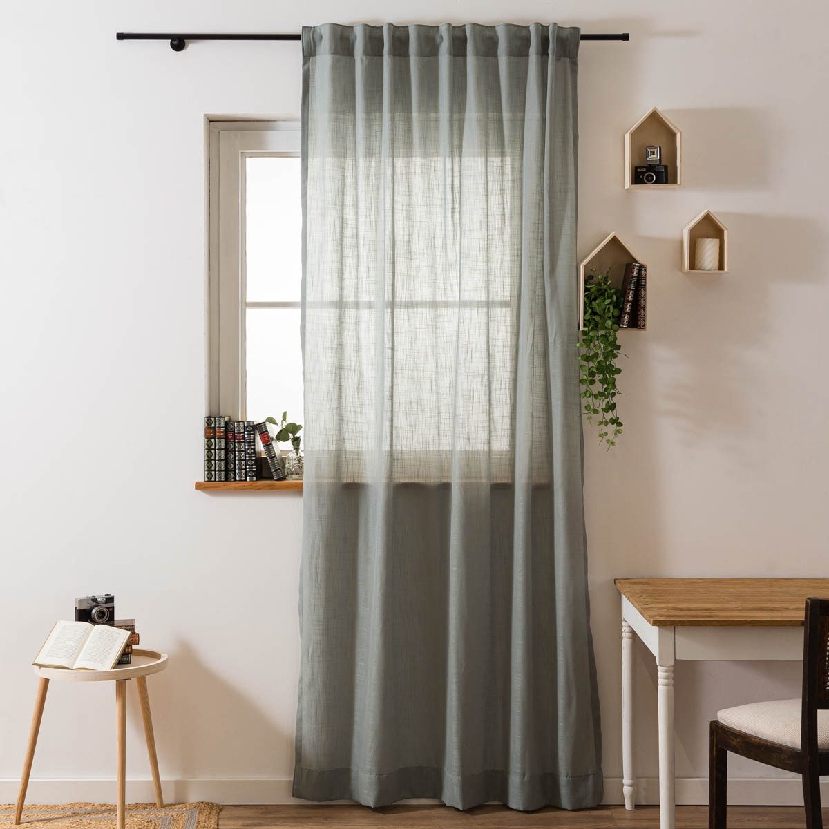SCHÖNER LEBEN. Vorhang Gardine mit Smok-Schlaufenband Leinenstruktur salbei günstig online kaufen