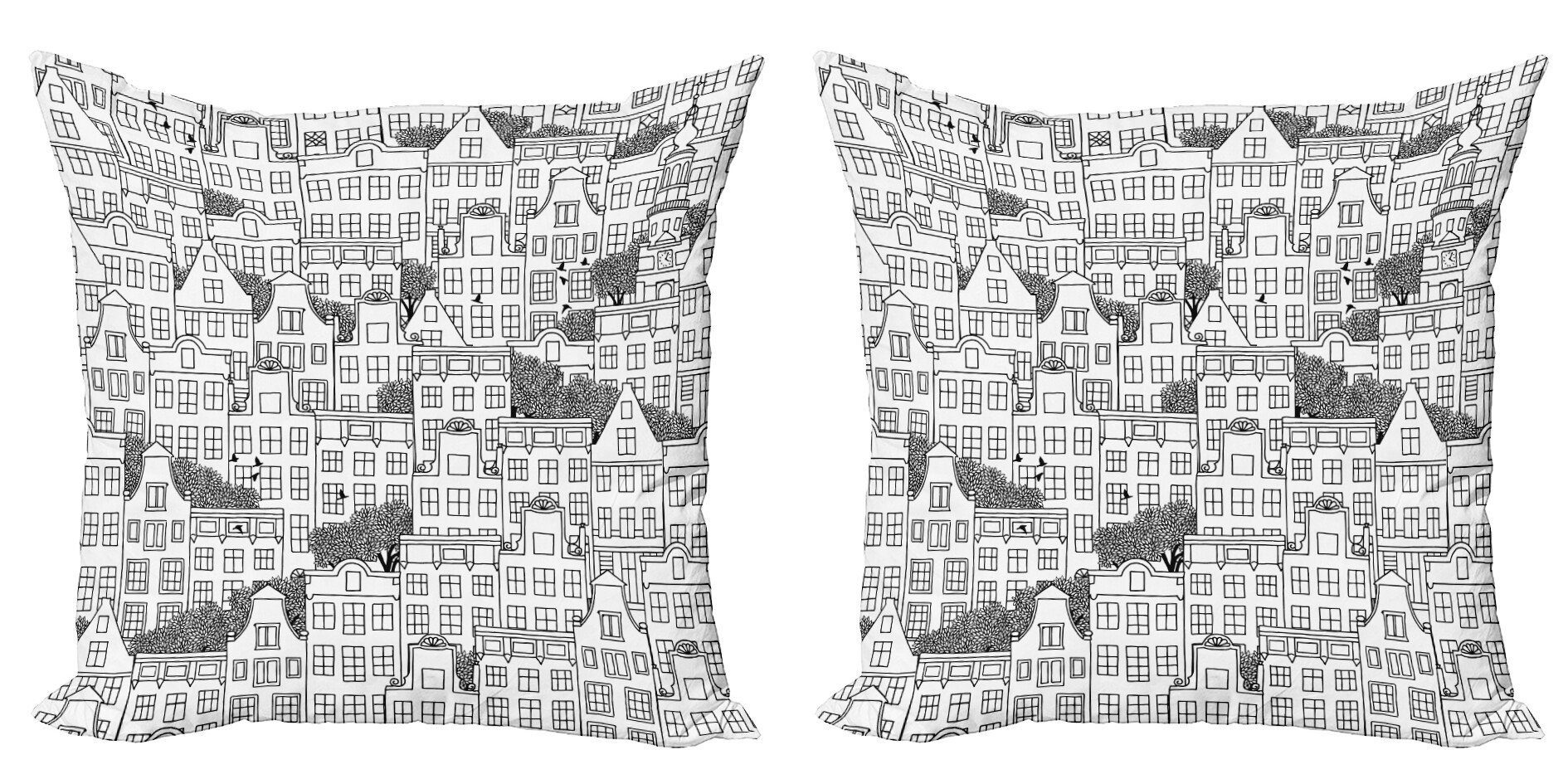 Kissenbezüge Modern Accent Doppelseitiger Digitaldruck, Abakuhaus (2 Stück), Modern Europäische Häuser Urban
