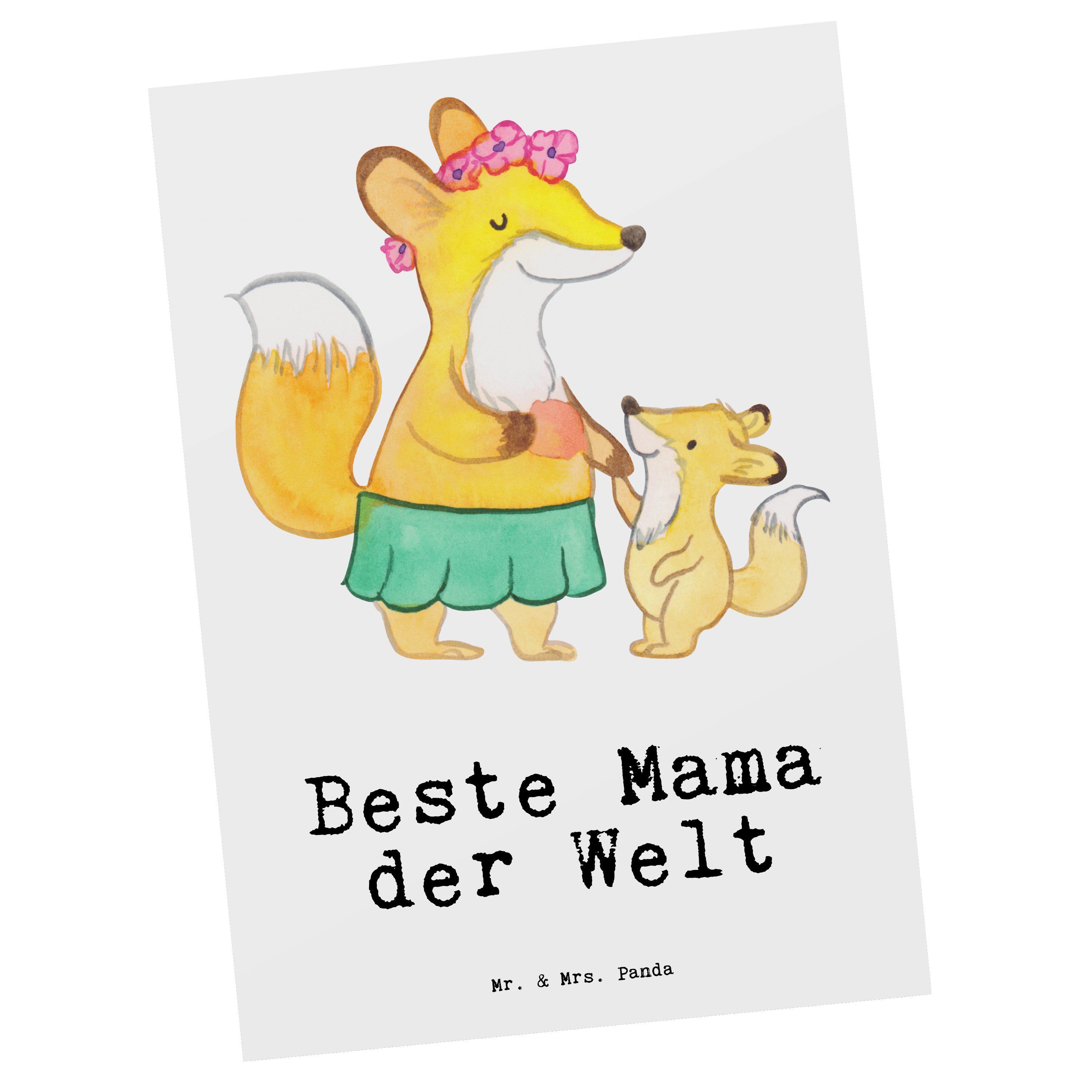 Mr. & Mrs. Panda Postkarte Fuchs Beste Mama der Welt - Weiß - Geschenk, Mitbringsel, Geburtstags