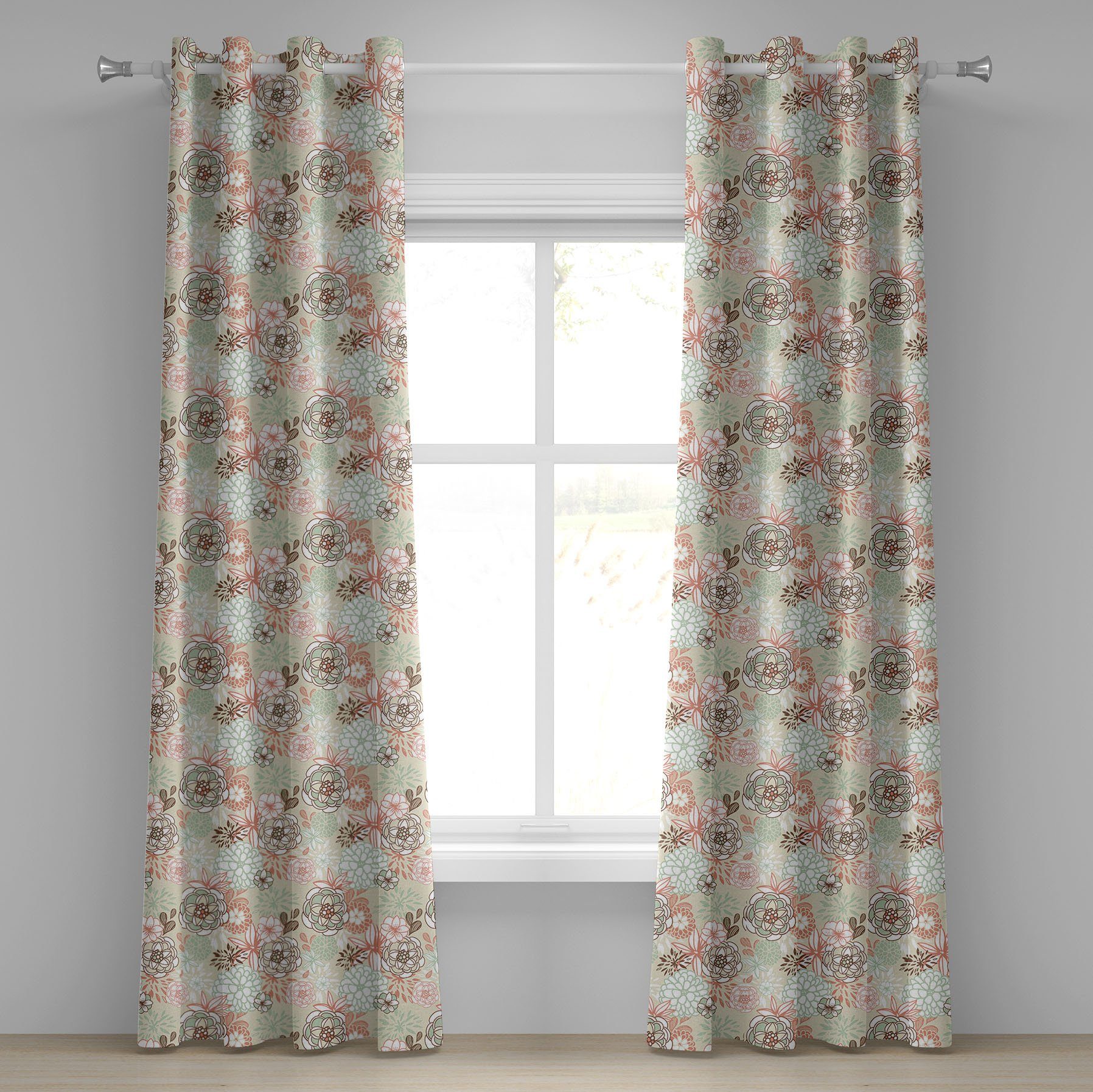 Gardine Dekorative 2-Panel-Fenstervorhänge für Schlafzimmer Wohnzimmer, Abakuhaus, Blumen Romantische Wildblumen