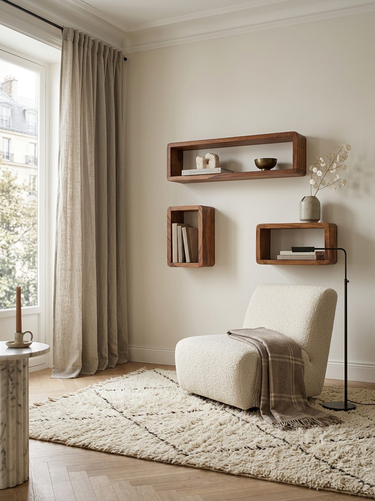 KADIMA DESIGN Wandregal Design Wandregal 3er Set BOHA Massiv Holzregale Edelholz Wand, Echtholz, Wand-Regale, Hängend Würfel, Regal Wandkästen Eckig, Landhausstil, Rustikales Wandregal-Set Holz, Hängeregal Viereckig