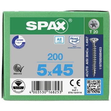 SPAX Schraube SPAX 1197000500453 Holzschraube 5 mm 45 mm T-STAR plus Edelstahl A