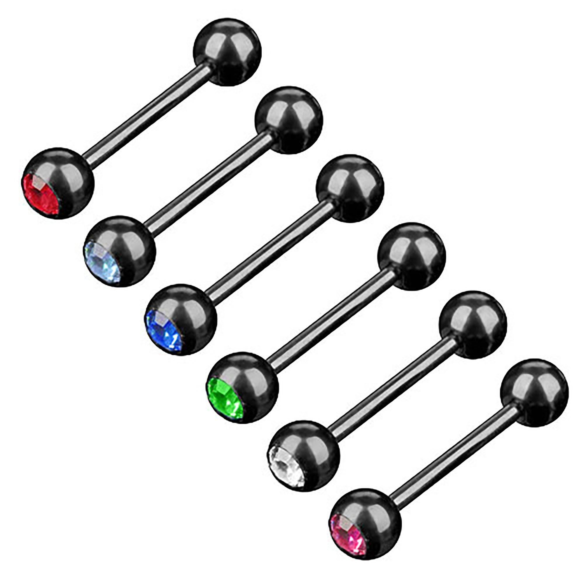 Taffstyle Piercing-Set Zungenpiercing Intim Ohr Kugel Schwarz Kristall, Bar günstig online kaufen