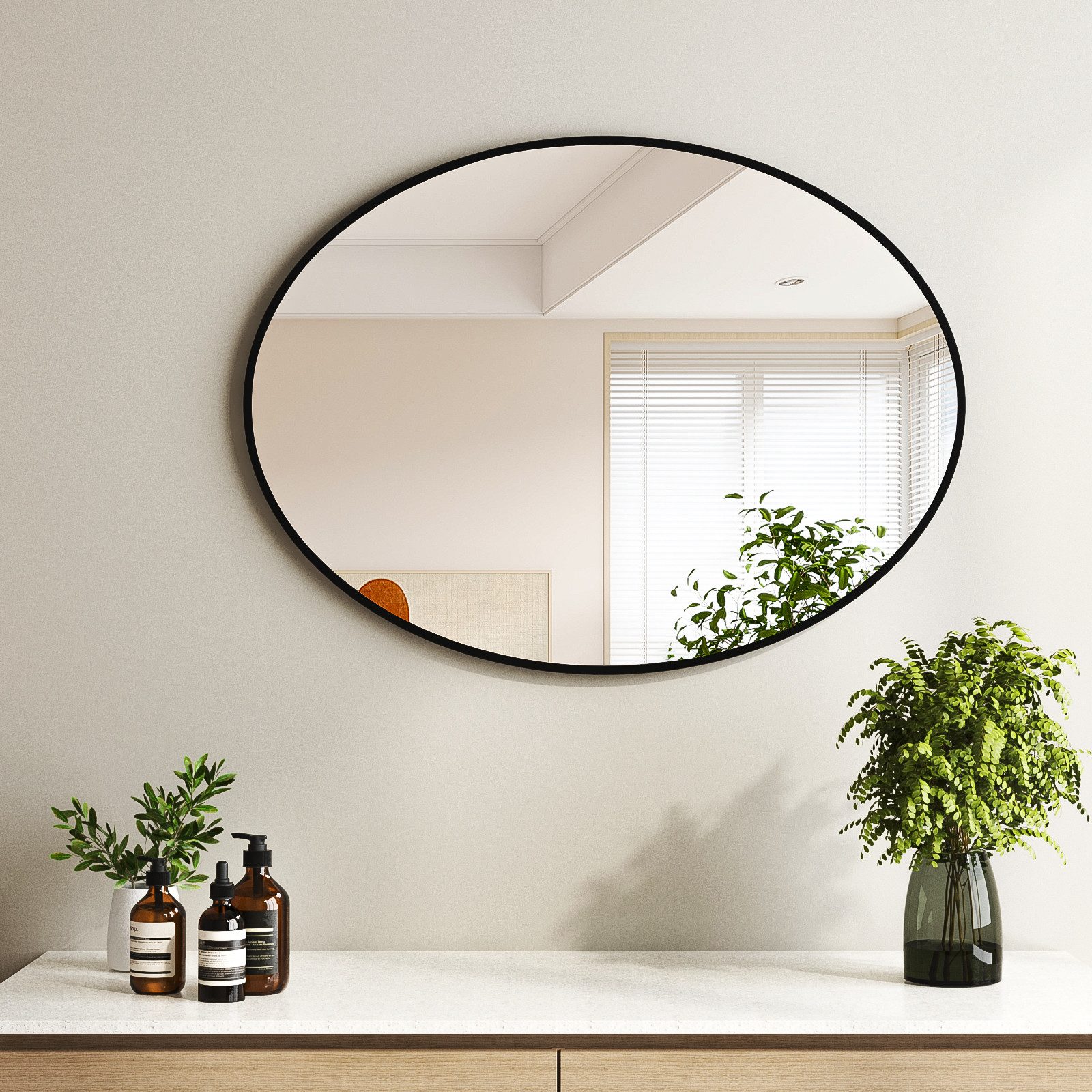 Hopibath Spiegel Oval für Garderobe Flur Schlafzimmer Wohnzimmer Hotel (Wan günstig online kaufen