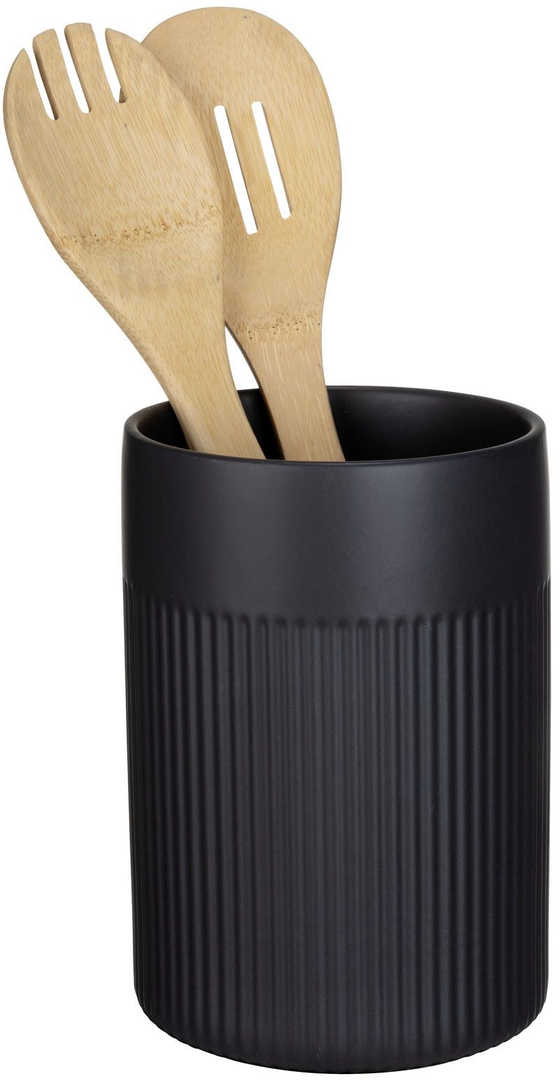 SCHÖNER WOHNEN-Kollektion Kochbesteckhalter REFIA, (1-tlg), Keramik Untensilienhalter mit sanften Rifferlungen, 1,3l