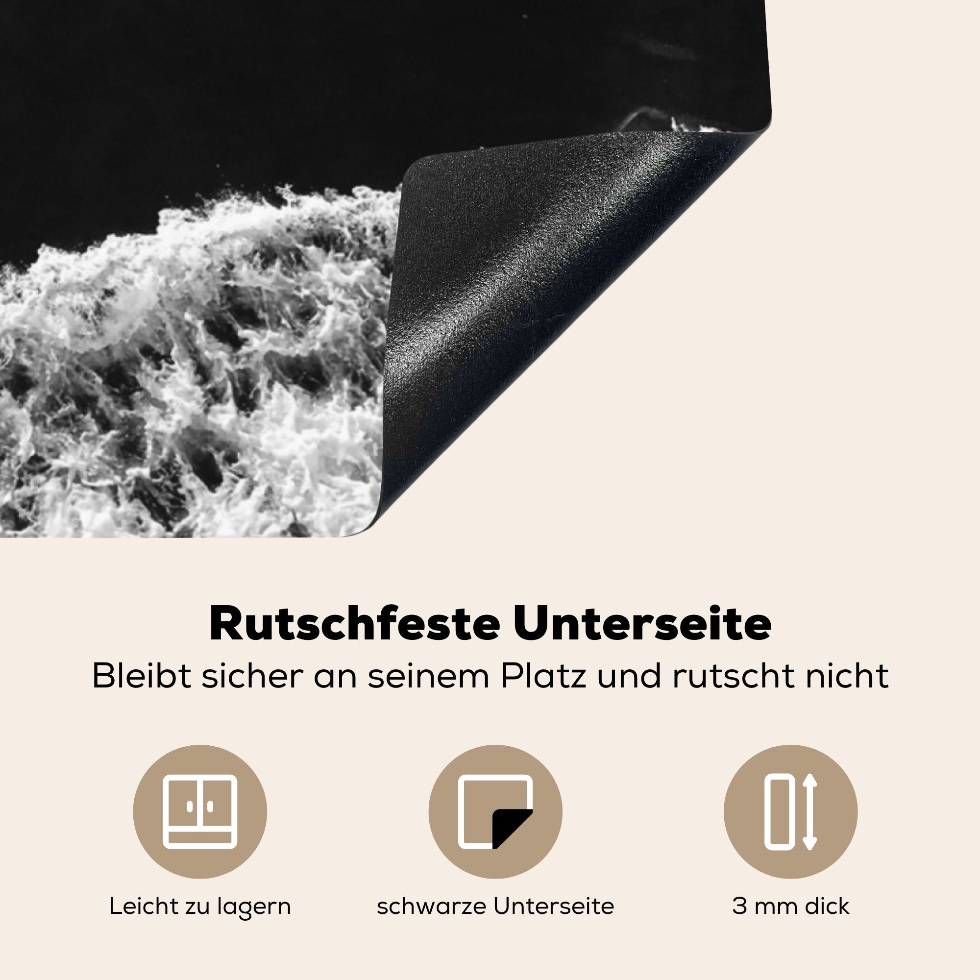 - Ceranfeldabdeckung, Herdblende-/Abdeckplatte küche tlg), Vinyl, Weiß - cm, Schwarz für Wattenmeer - Arbeitsplatte 78x78 (1 Möwe, MuchoWow