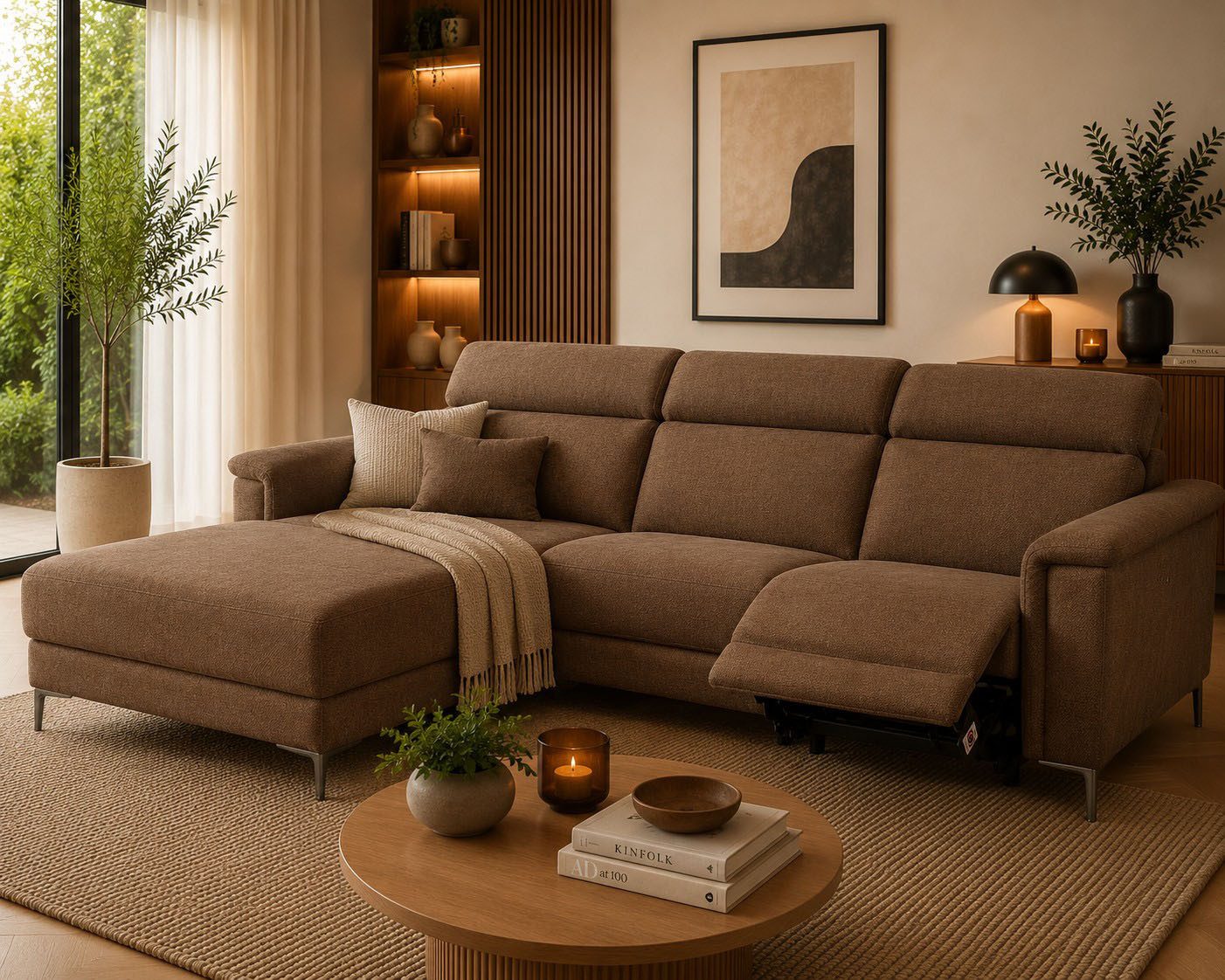 OTTO home Ecksofa LUND, Struktur-Bezug, L-Form, 261cm, man. /elektr. Relaxfunktion, auch mit USB A-Anschluss sowie Kopfteilverstellung