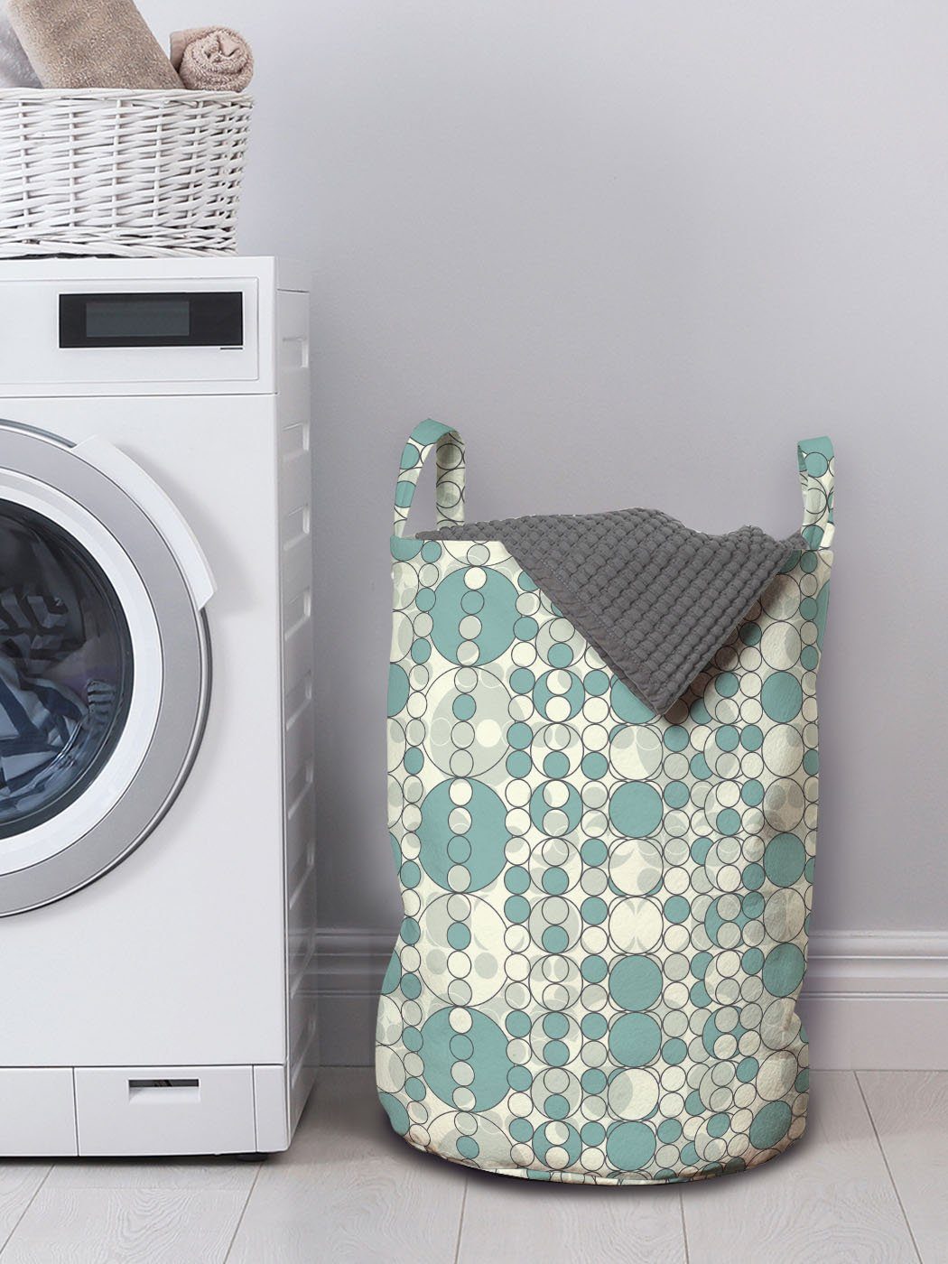 Abakuhaus Wäschesäckchen Wäschekorb mit Griffen Lattice Pale Geometrisch Waschsalons, tonte Kordelzugverschluss für