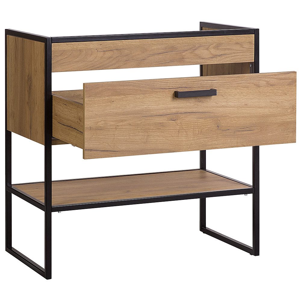 Lomadox Waschtisch MANHATTAN-56, Gold Craft Oak Eiche schwarz 80/85/46cm
