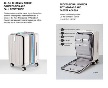 Hanke Hartschalen-Trolley Handgepäckkoffer mit Laptopfach, TSA Premium Polycarbonat, schwarz