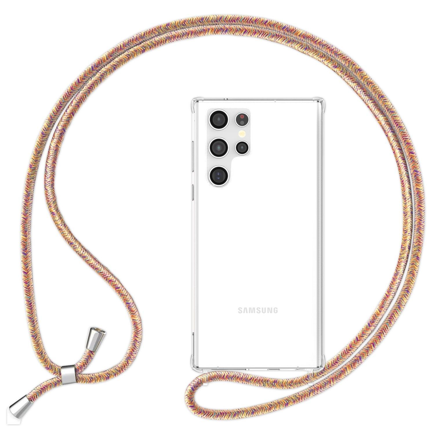 Nalia Backcover Samsung Galaxy S24 Ultra, Klare Hybrid Hülle mit Band / Schutzhülle zum Umhängen / Outdoor Cover