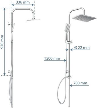 Schütte Brausegarnitur Mallorca, Höhe 97 cm, 3 Strahlart(en), Duschsystem mit Kopfbrause und Handbrause