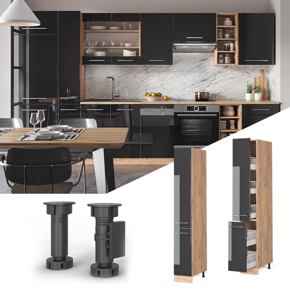 Vicco Hochschrank Fame-Line, Anthrazit Hochglanz/Goldkraft Eiche, günstig online kaufen